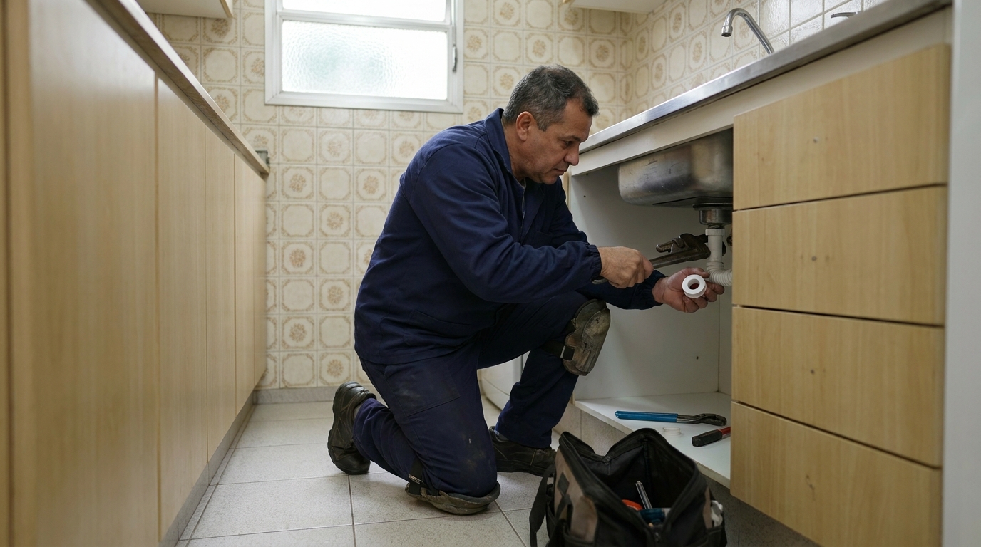 Encanador atendendo em residência em Serra-ES